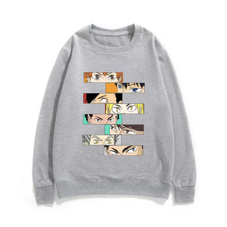 

2021 New Fashion Design Japan Anime Haikyuu Eyes Print Sweatshirt All-match Comics Graphics Sweatshirts Men Women Loose Pullover