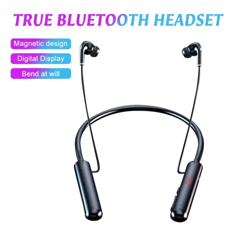 

Neck Hanging 5.0 Bluetooth Headset TF Card Support 600mA 9D Sound Wireless Sports Headphone Bending Neckband Earphones Magnetic