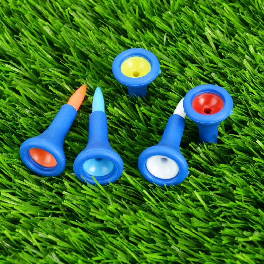 

42mm Plastic Golf Tees with Rubber Cushion Top, Set of 20, Random Color, Golf Practice Training Accessories
