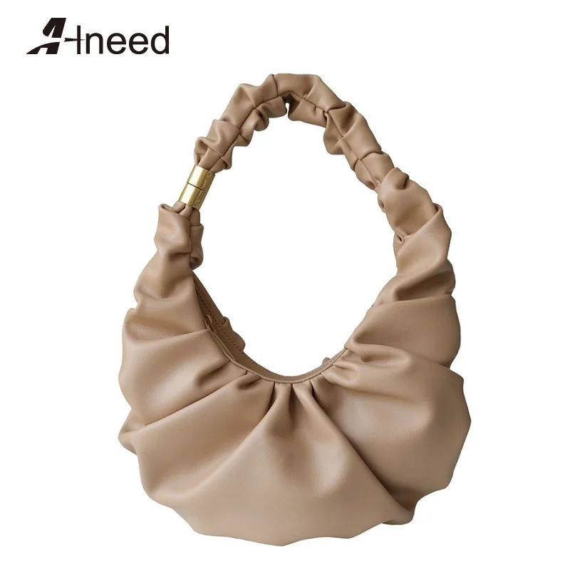 

Сумка-хобо плиссированная из натуральной кожи, на плечо