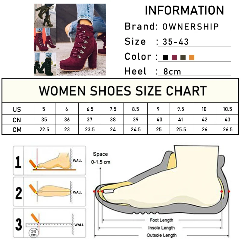 

Women Platform Ankle Boots 2021 New Spring Autumn High Heels Female Sexy Lace Up Rivet Short Boots Fashion Mature Flock Shoes