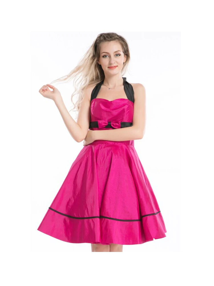 Винтажное коктейльное платье в стиле рокабилли цвет фуксия|vintage dress|dresses free