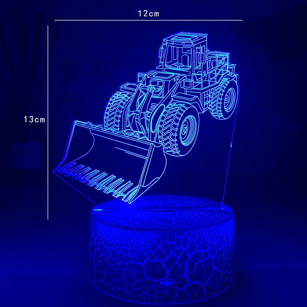 

2021 Newest 3d Illusion Lamp Bulldozer Nightlight for Child Bedroom Decor Color Changing Atmosphere Event Prize Led Night Lights