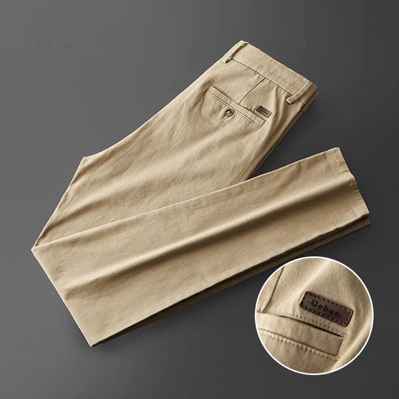 

2021 New Men Pants Soft Cotton Business Smart Casual Pants Autumn Business Comfortable Breathable Loose Straight Trousers Men