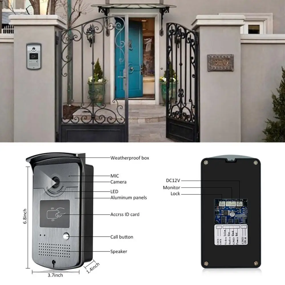 7 Ihch Wifi Video Doorbell Metal Camera With IR Video Door Bell Support RFID Unlock For Home Access Control