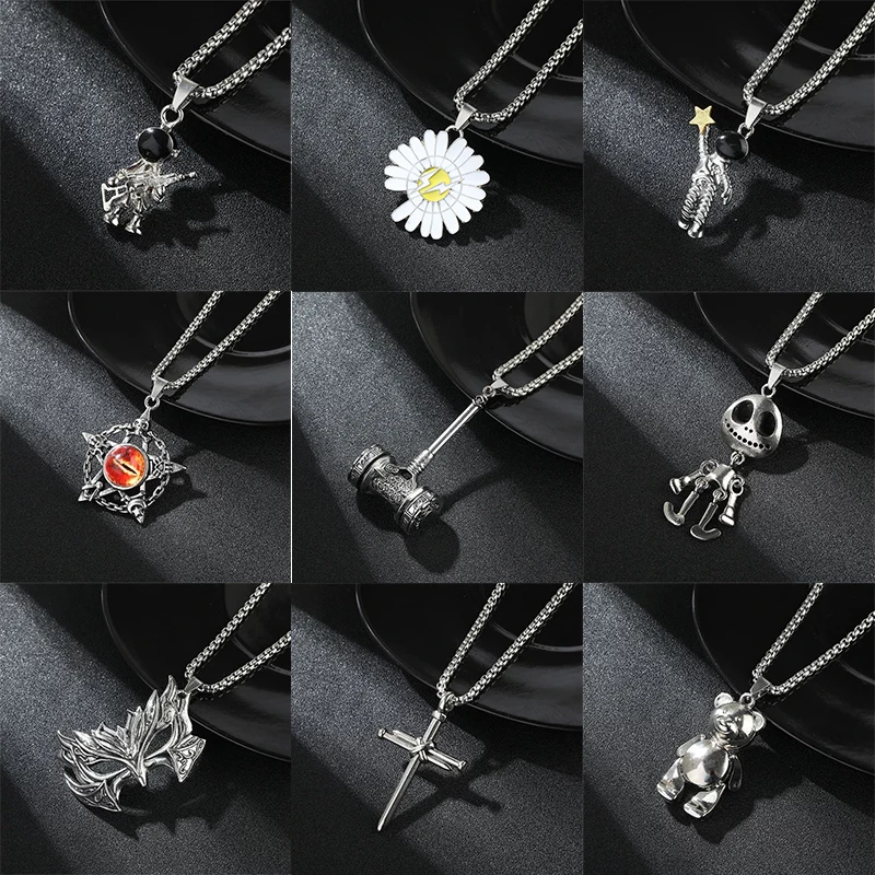 

Punk Hip Hop Personality Titanium Steel Chain Necklace for Men Choker Pendant Couples Necklace Fashion Jewelry Accessories