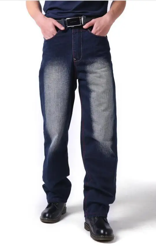 Men Biker Jeans Men Hip Hop Baggy Jeans Multi Pockets Loose Skateboard Pants Baggy Jeans Size 30-46