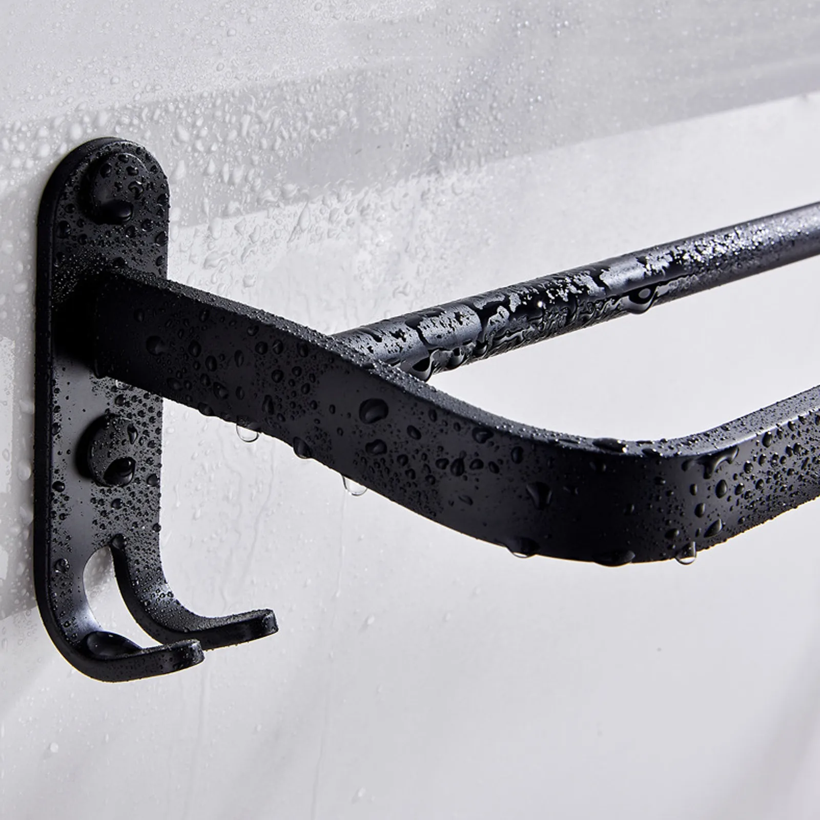 

40CM Bathroom Shelf Matte Black Towel Hanger Punch-Free Wall Mounted Stainless Steel Towel Rack Towel Holder Storage 5ml 2021