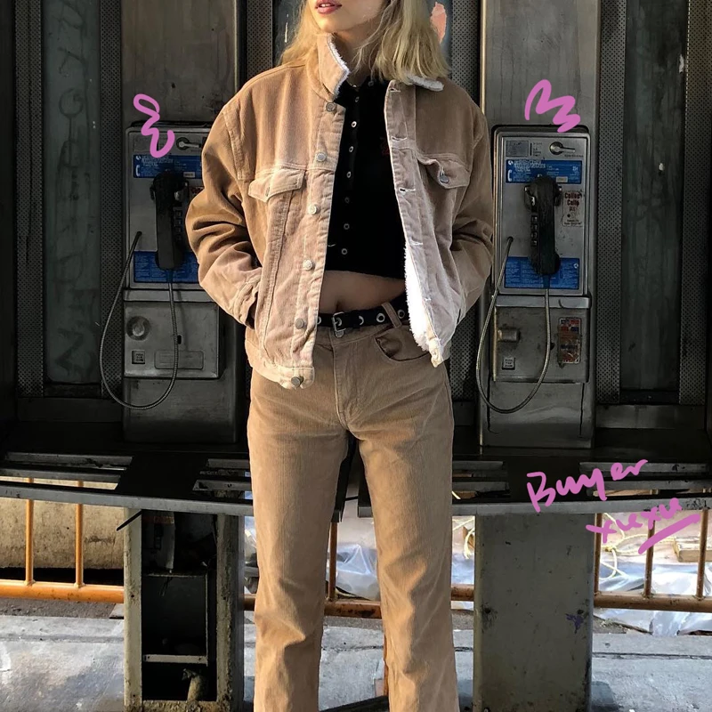 

Winter trousers vintage women pants harajuku Fall korean style corduroy pants casual black pants vintage brown pants streetwear