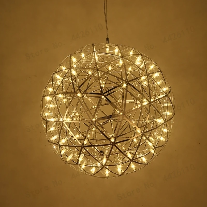 

Firework LED Pendant Modern Creative Lights Stainless Steel Large Ball Lighting Fixture Hanging Lamps for Hotel Hall Decoration
