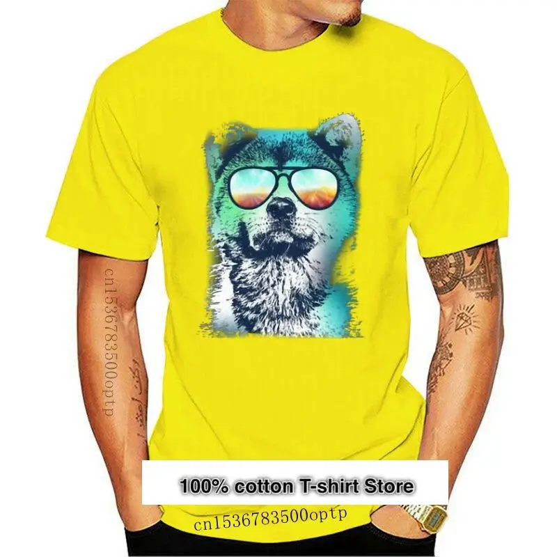 Camiseta de perro de neón de Akita Inu, estilismo