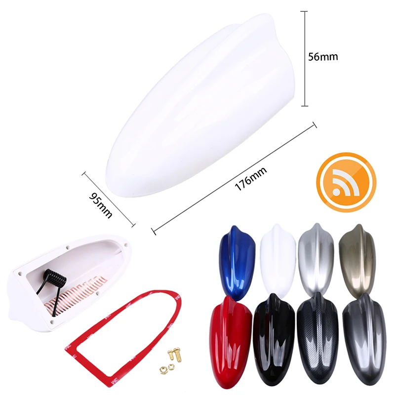 

Shark Fin Antenna FM/AM Signal Enhancemen Aerials Waterproof White Auto Streamlined Design ABS Universal Fitment