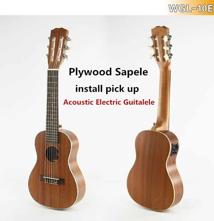 WGL-10E Топовая акустическая электрическая Guitalele Guilele 28 в мини-гитара 6 струн укулеле гитара ra красное дерево Акация ель Sapele - Цвет: WGL-10E