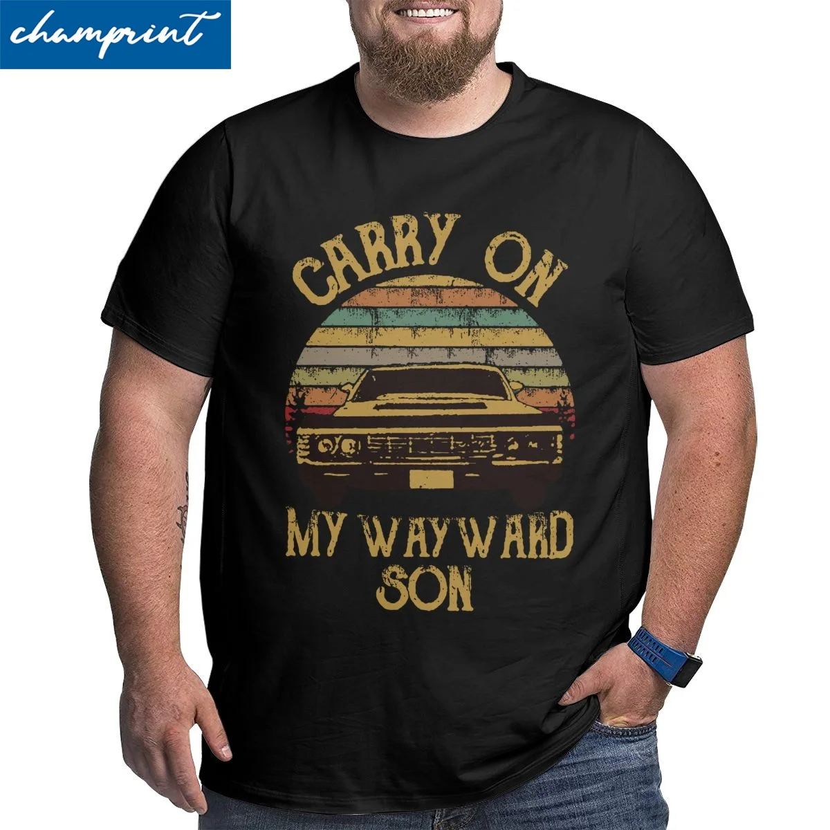 

Men's Supernatural Vintage T Shirt Carry On My Wayward Son Dark Heather Clothes Big Tall Tee Shirt Plus Size 4XL 5XL 6XL T-Shirt