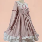 Женское винтажное платье-Лолита, с бантом, с высокой талией