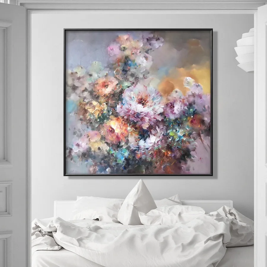 100% ручная роспись абстрактный цветок искусство Масляная живопись на холсте