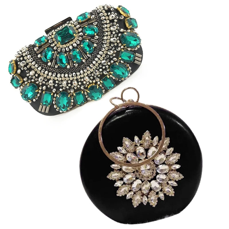 2 шт. Хрустальный вечерний кошелек металлический браслет Серебряный бисерный