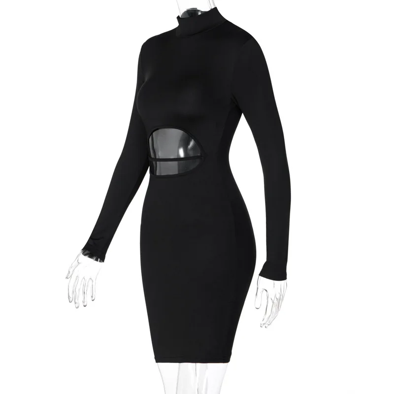 

Women's black dresses Autumn Winter Sexy Mini Dress 2021 Long Sleeve Fashion Slim Streetwear Outfits Pure Club Wear
