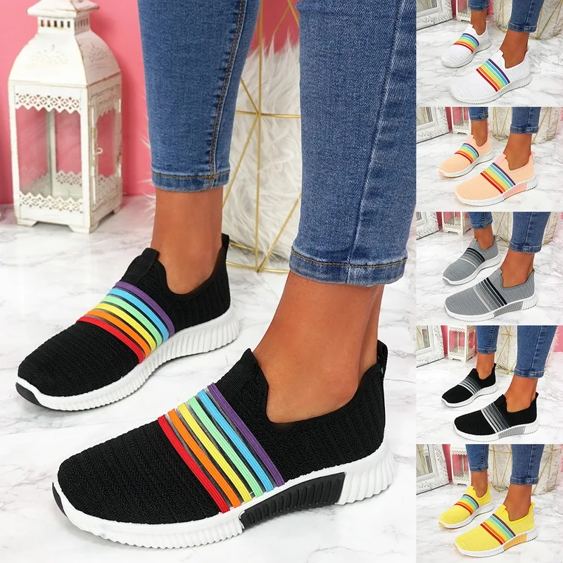 Спортивная Осенняя женская обувь CREEPERS на плоской подошве для пробежки без