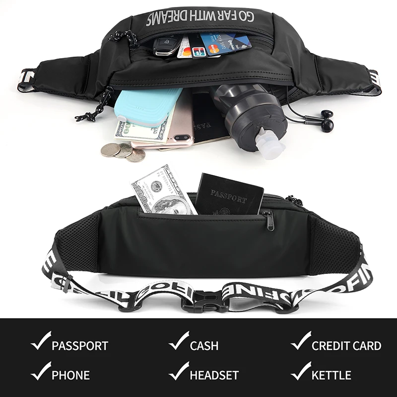 Running Bag Fashion Fanny Wait Pack Men Women Pockets For Airpods Phone Pouch Running Belt Outdoor Sports Waist Bag Waterproof