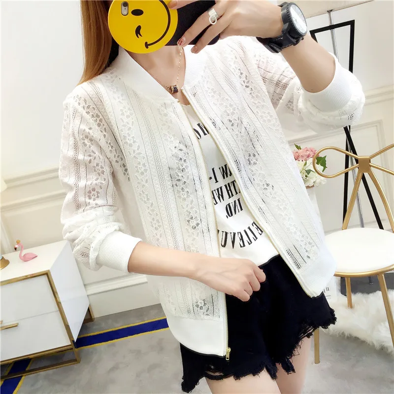 Женская летняя тонкая куртка кружевная Солнцезащитная одежда с длинным рукавом