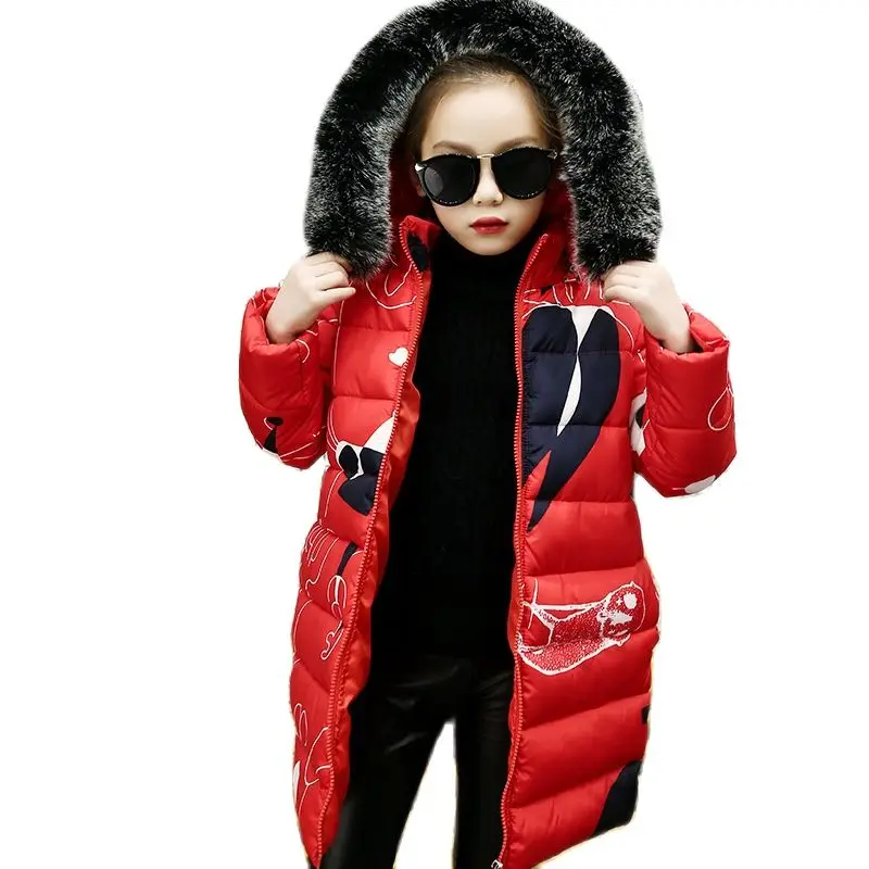 Зимнее детское хлопковое пальто средней длины для девочек 2020 теплый стеганый