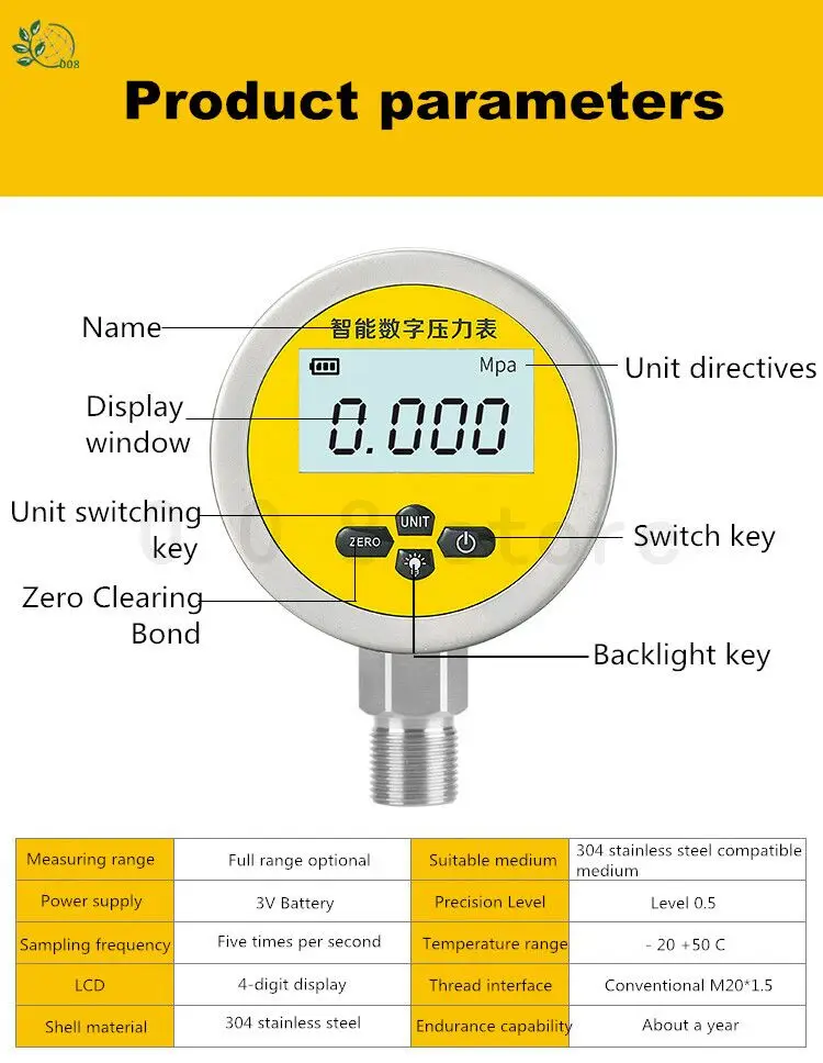High Quality Battery Powered Metal Case Digital Pressure Gauge Manometer 3 Units HC-YS800 | Инструменты