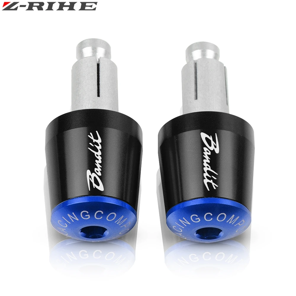 Black Blue Для SUZUKI GSF 250 600 600S 650 650S 650N 1200 1250 Bandit 650S мотоцикл 7/" 22 мм рукоятки «Грипсы» Торцевая крышка - Цвет: Black Blue