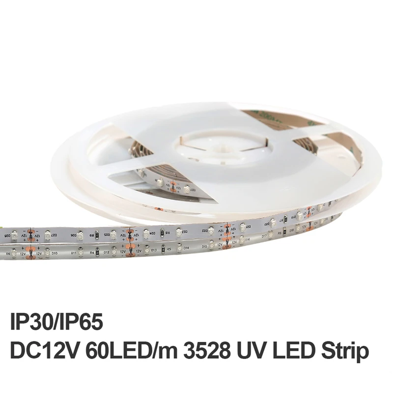 DC12V 5M/lot 3528UV 60leds/m/120pcs/m Ultraviolet led strip,395nm 3528 SMD Purple 300leds/600 LED Flex Strip Light White PCB