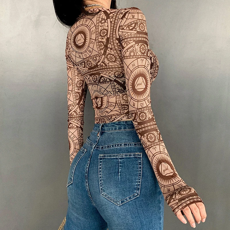 Женская футболка в этническом стиле ретро с сеткой летняя тонкая повседневная