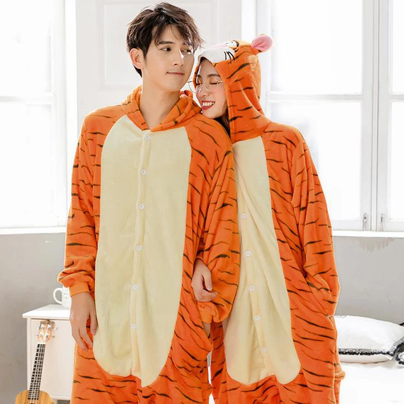 кигуруми Пижамы с единорогом Мультяшные ползунки панда зимний фланелевый