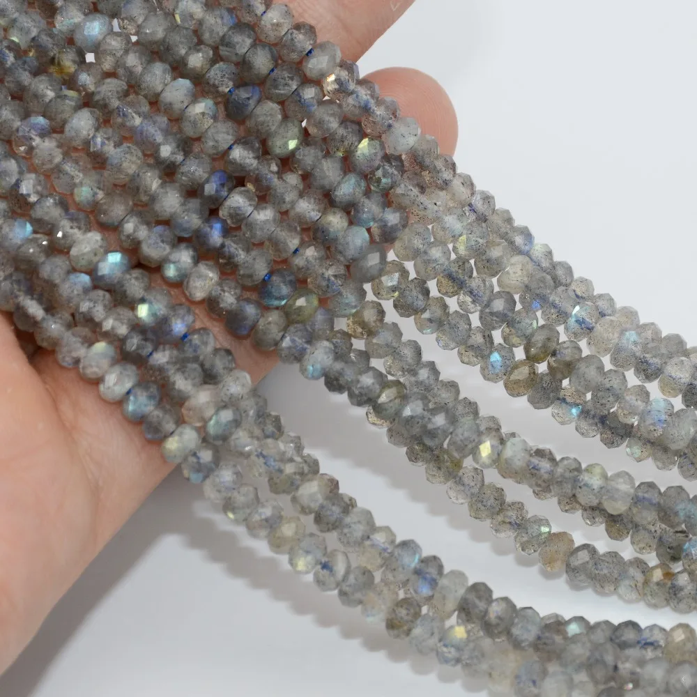 

Wholesale 1of 15.5" string Natural Labradorite Faceted Roundel Beads 4mm 5mm 6mm Faceted Tiny Spacer Gem Stone Loose Beads