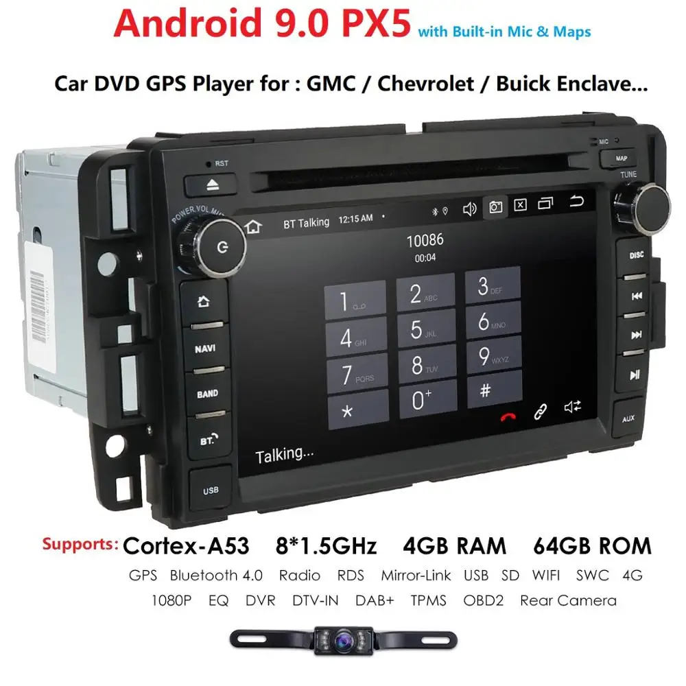 Android 9 0 DSP ips PX5 4G ram 64G rom автомобильный DVD gps радио головное устройство Nav для GMC Yukon