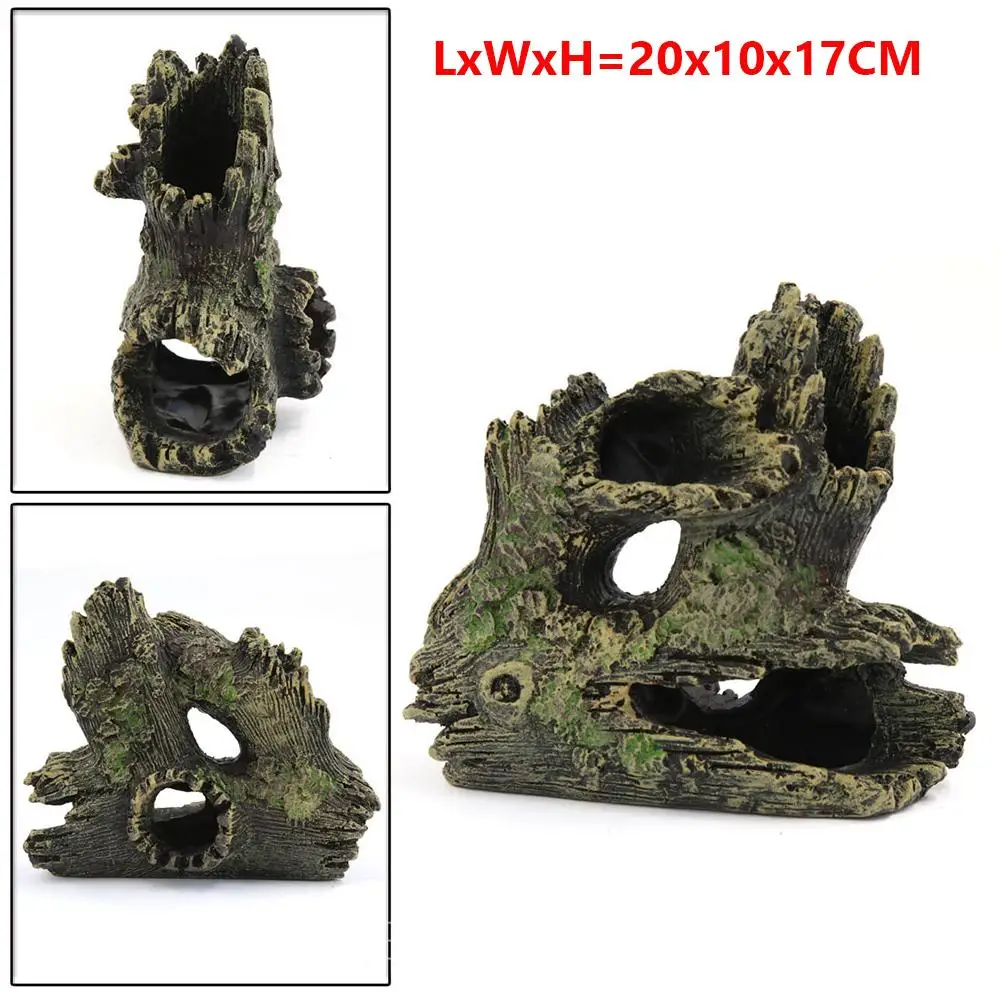 Aquarium Ornament Resin Wood Trunk Fish Tank Decoration for Crystal Red Shrimps Hide Cave House Betta Sleep Play Breed | Дом и сад
