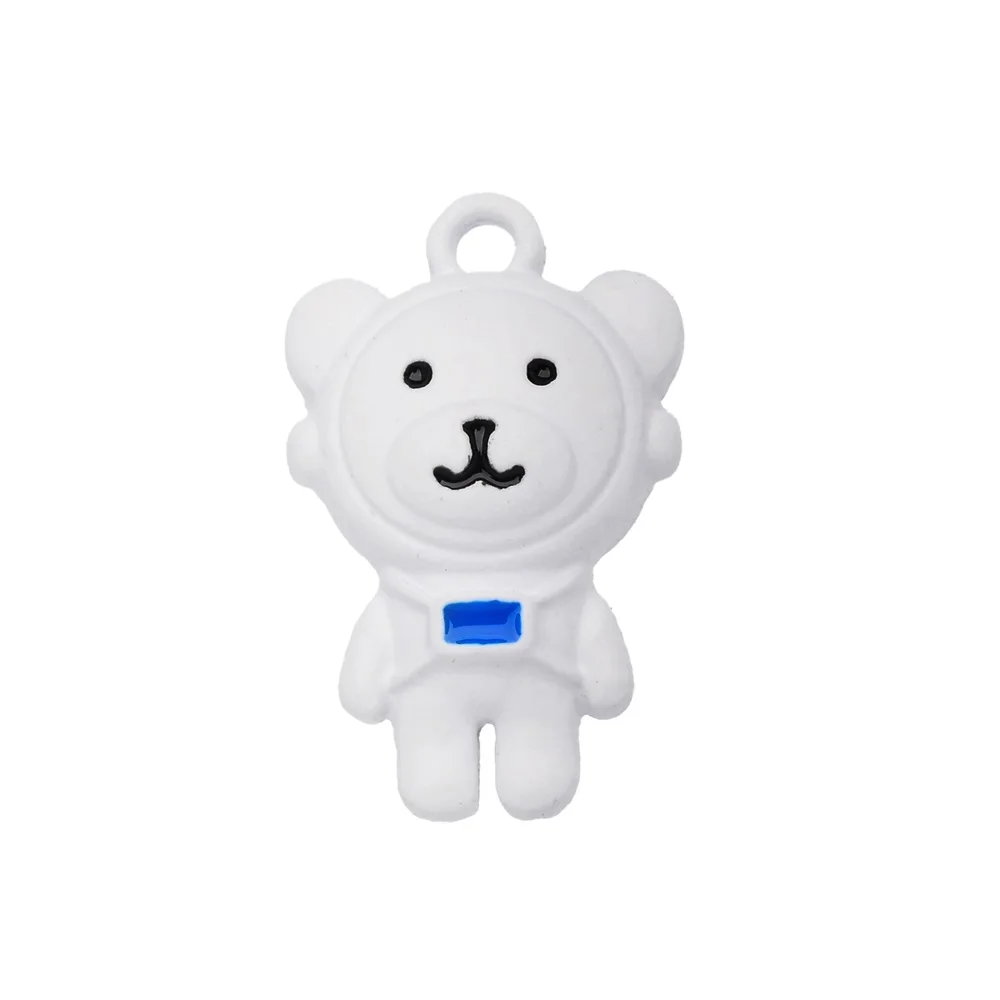 JQ 20Pcs/Set White Spray Paint Cartoon Astronaut Spaceship Bear Pendant Charm For Lovers Bracelet Necklace DIY Jewelry Making |