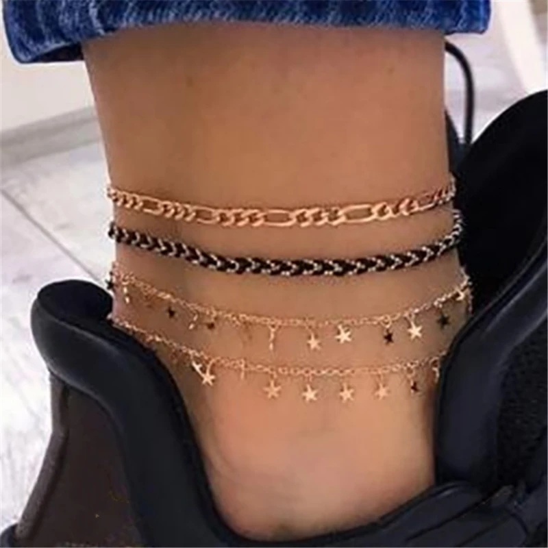 

Tocona Layered Gold Shell Pendant Chain Ankle Bracelet On Leg Foot Jewelry Boho Charm Anklets for Women Accessories Mujer