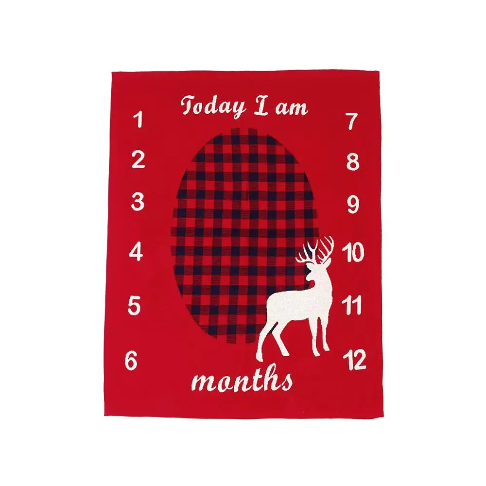 

Baby Milestone Blanket Xmas Deer Knitted Swaddle Quilt Summer Air Conditioning Blanket Baby Photography Props Christmas Gift