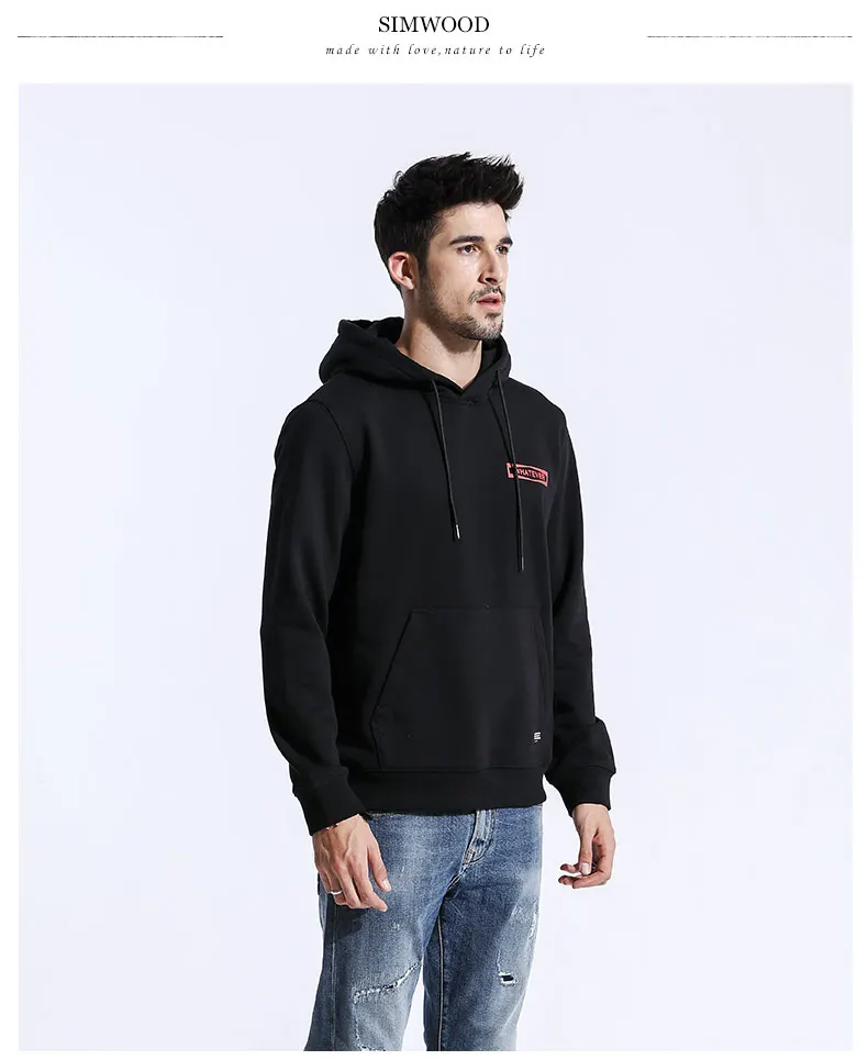 Мужское худи с надписью SIMWOOD повседневный брендовый свитшот для фитнеса новая