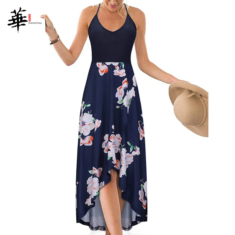 Платье женское длинное асимметричное с цветочным принтом пикантная модная