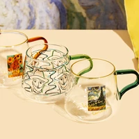 400ml van gogh impression glass mug coffee cup with handle couple cups for breakfast milk juice cold brinkware cup