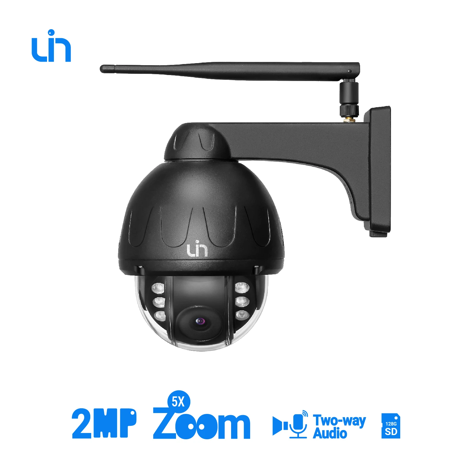 

UIN Black Aluminum 2MP Wifi Dome Auto Tracking IP Camera Spinning Waterproof Wireless IR Night CCTV Audio Talk Memory SD Card