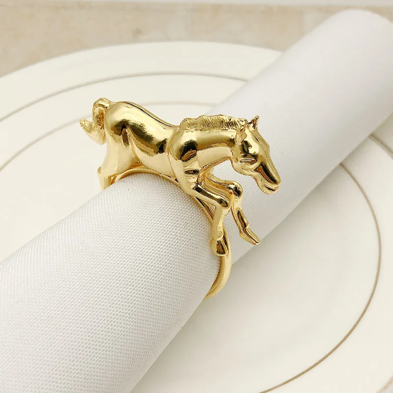 

6pcs/lot New Christmas pony napkin ring gold and silver napkin ring metal napkin buckle suitable for wedding decoration