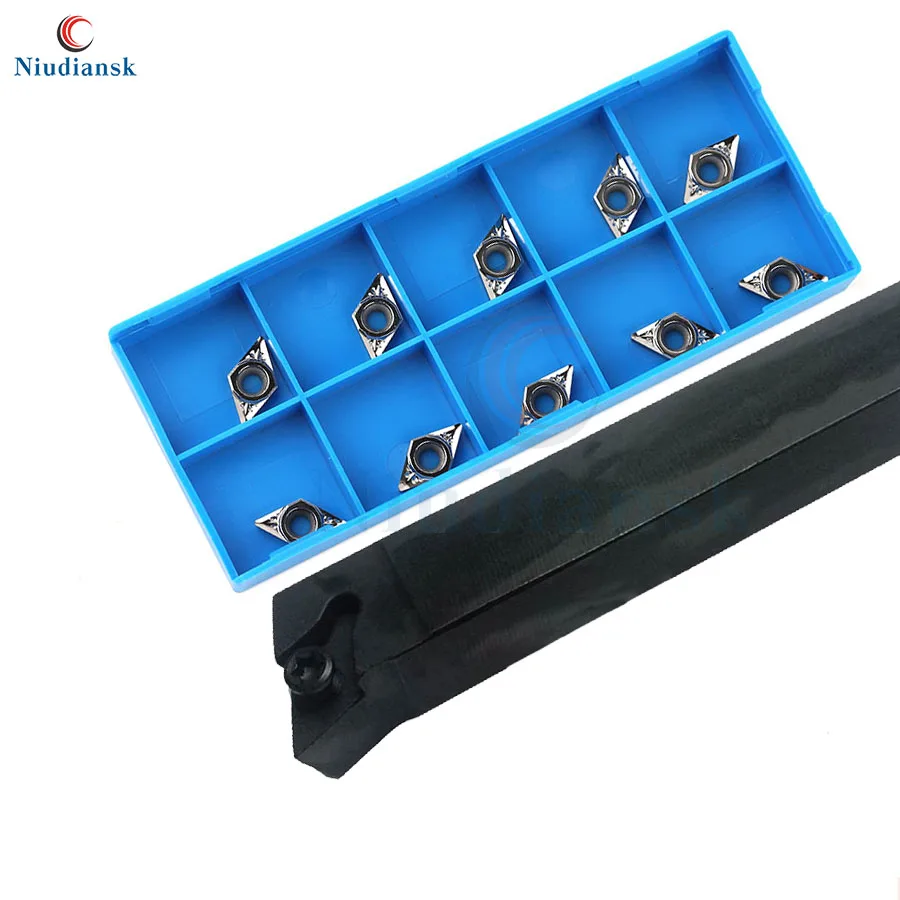 

10pcs DCMT0702 DCGT Carbide Inserts 1pc SDQCR1010H07 External Turning Tool Holder SDQCR1212H07 Arbor SDQCL CNC Lathe Tools Suit
