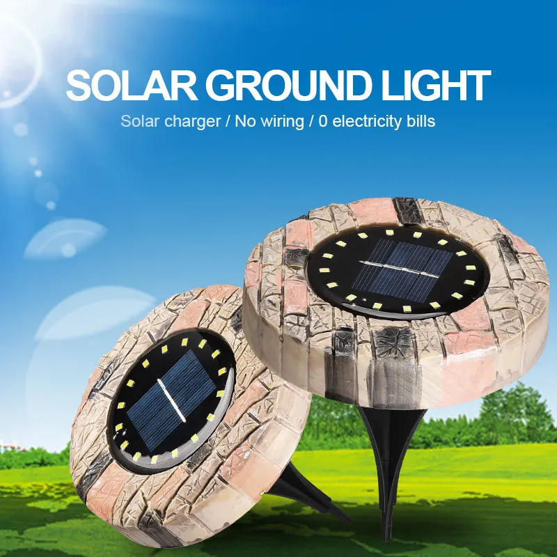 

Imitation Stone Solar Garden Lights 4/8 / 16LED Solar Grounds Waterproof Light Underground Sensing Landscape Lights for Lawn Pat