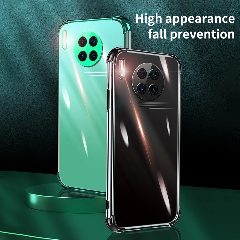 

Luxury Carmera Lens Protection Bumper Soft TPU Transparent Electroplated Mobile Phone Case For Huawei Mate 40 30 Pro Cover Funda