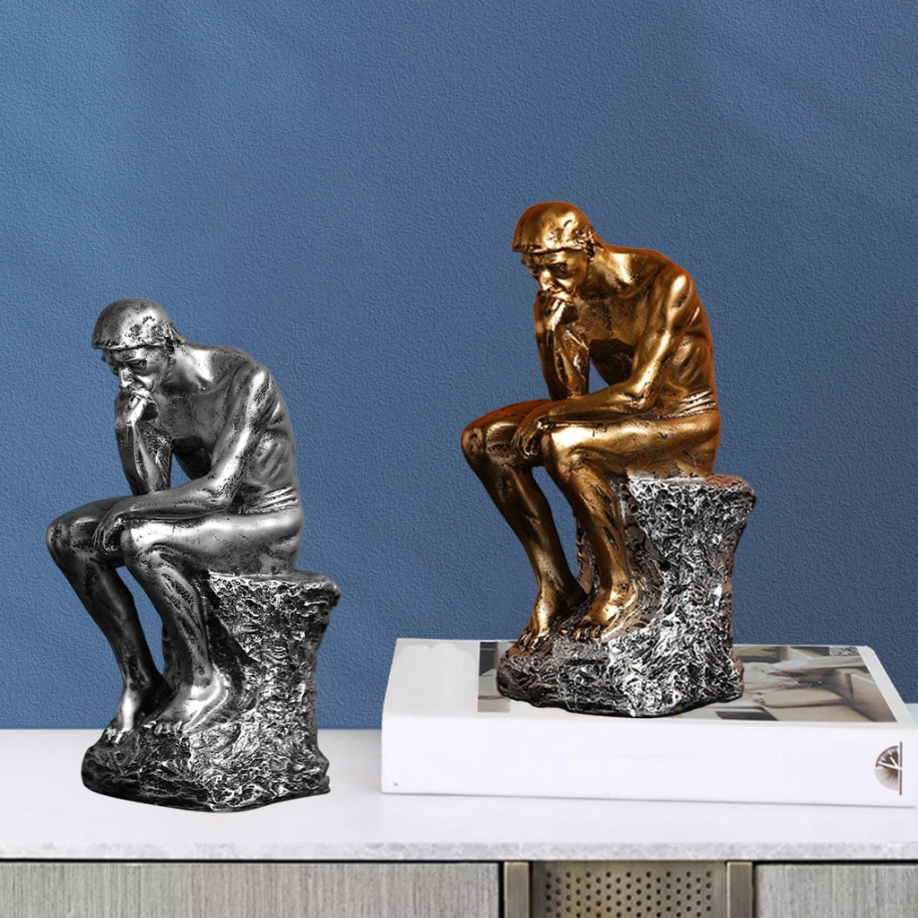 

Nordic Resin Thinker Art Sculpture Statue Collectible Figurines Home Office Bookshelf Desktop Decor Ornament