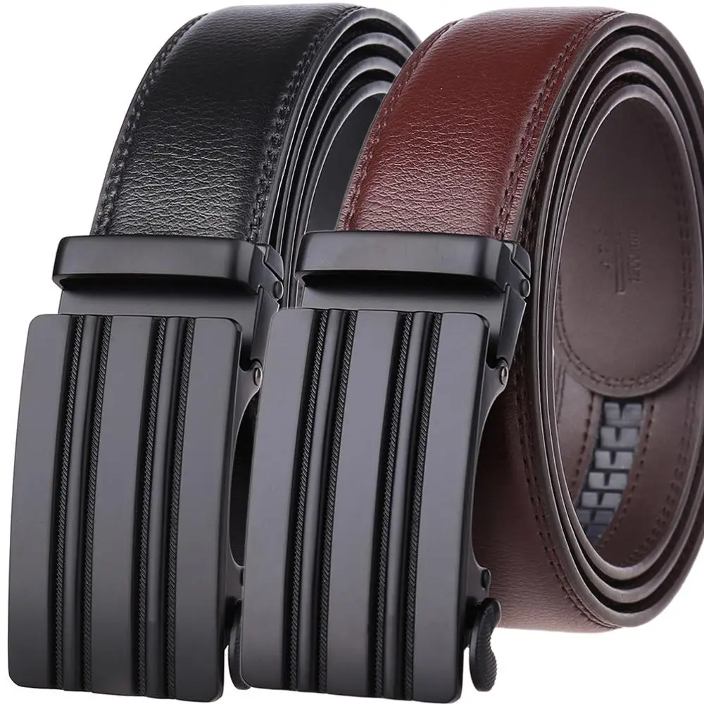 Men Belt 2019 Cowhide Genuine Leather Belts For Men Luxury Automatic Buckle Belts Brown Black Cinturones Hombre