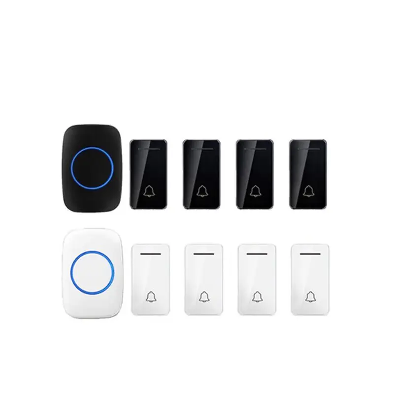 

Wireless Door Bell Set 4 Push Emitter Free of Battery Cordless Doorbell IP44 200 Meters Chime By 110-240V SOS Button Ring
