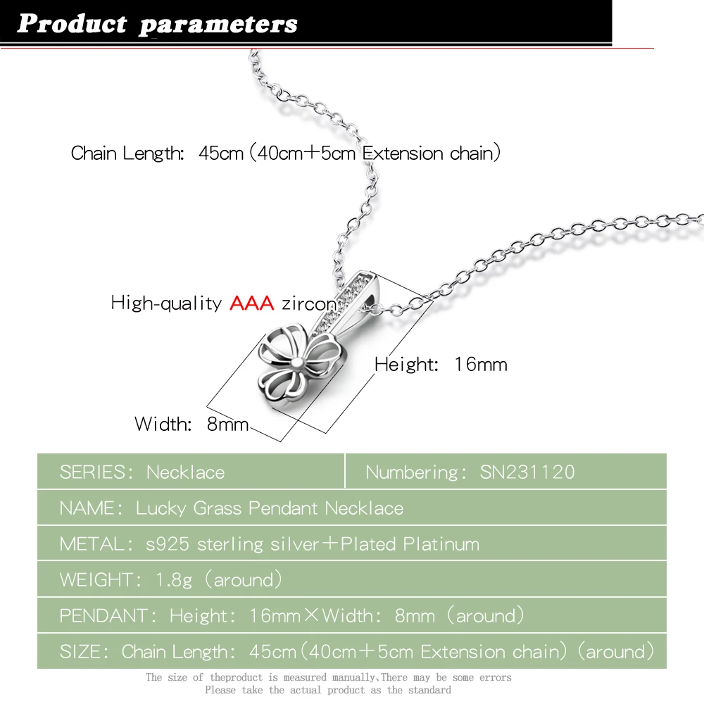 Женское ожерелье из серебра 925 пробы с кулоном в виде клевера|Ожерелья| |