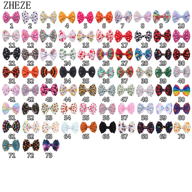 

2Pcs 2021 New Trendy 6" Print Waffle Fabric Bow With/ Without Clips For Girls Fashion Festival Kids DIY Hair Accessories